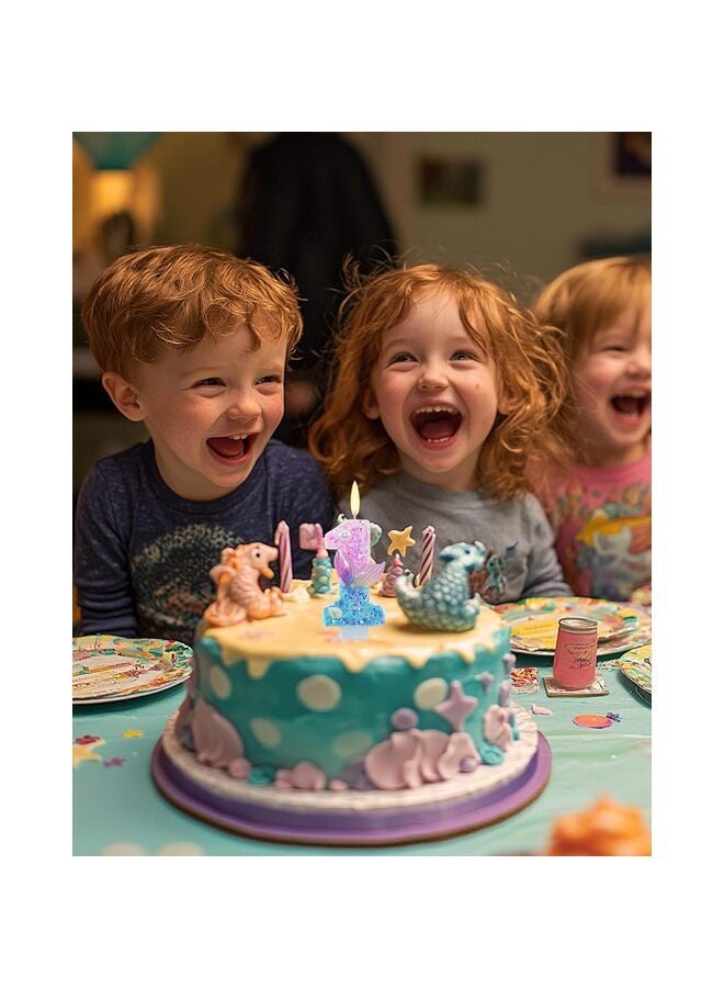 يُسلِّم شموع عيد ميلاد بطابع حورية البحر، لوازم حفلات أعياد الميلاد اللامعة للفتيات، ديكورات حفلات الذكرى السنوية (بطابع حورية البحر، رقم 1) - Image 4