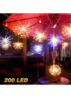 إيروريكس أضواء Starburst 200 LED للألعاب النارية أضواء كروية من الأسلاك النحاسية مع جهاز تحكم عن بعد 8 أوضاع تعمل بالبطارية كرة يدوية ضوء خرافي لغرفة النوم والحفلات والديكور الداخلي قطعتان ملونتان  - Image 2
