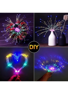 إيروريكس أضواء Starburst 200 LED للألعاب النارية أضواء كروية من الأسلاك النحاسية مع جهاز تحكم عن بعد 8 أوضاع تعمل بالبطارية كرة يدوية ضوء خرافي لغرفة النوم والحفلات والديكور الداخلي قطعتان ملونتان  - Image 4