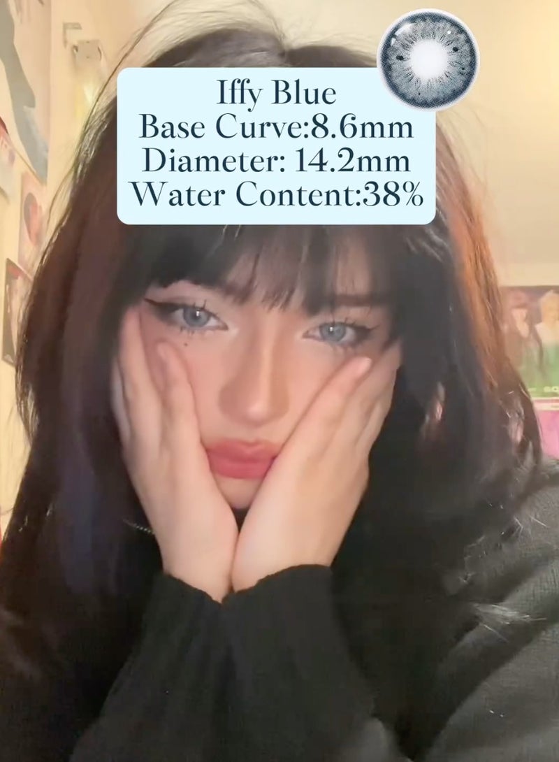 Unibling Iffy Blue Yearly Colored Unisex Cosmetic Contact Lenses, Enlargement Collection - Image 5