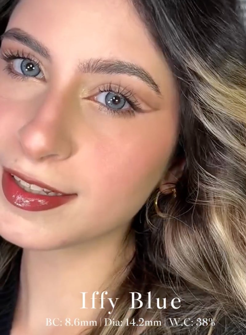Unibling Iffy Blue Yearly Colored Unisex Cosmetic Contact Lenses, Enlargement Collection - Image 4