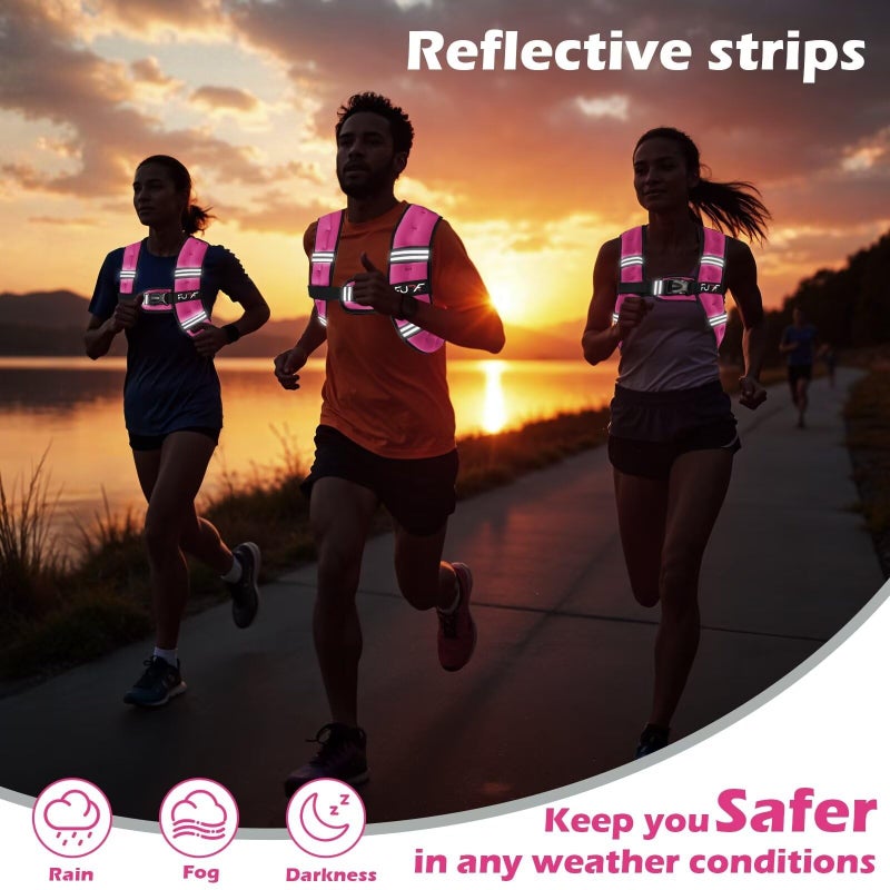 FUFF Weighted Vest Woman, 5 Pound Womens Weight Vest for Walking, Strength Training Weight Vests for Female Men, Reflective Stripe Fitness Body Vest for Workout Running Jogging (Pink) - Image 3