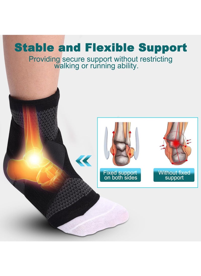 Generic - Ankle Protector ，Support Brace with Adjustable Strap – Pain Relief Compression Sleeve for Sprains, Tendonitis, Plantar Fasciitis – Breathable & Comfortable for Sports & Daily Use (1Pair-Black-L) - Image 1