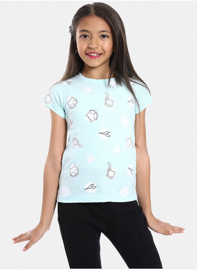 DIADORA Girls Cotton Printed T-Shirt  - Image 1