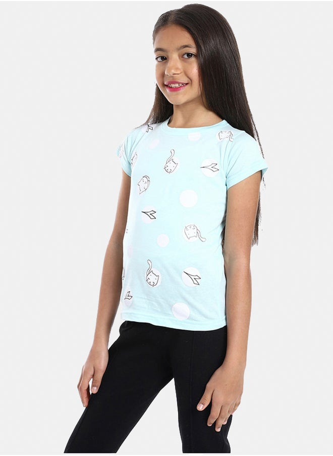 DIADORA Girls Cotton Printed T-Shirt  - Image 2