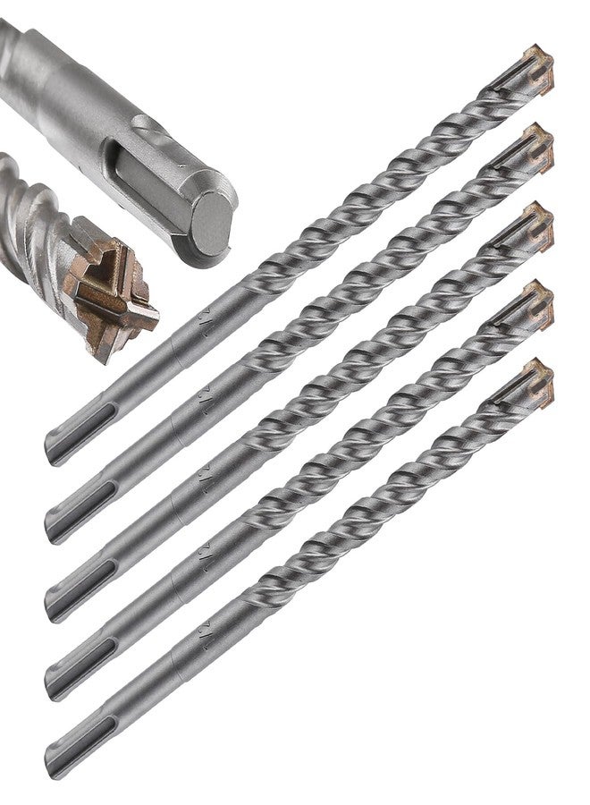 Wensilon Concrete Drill Bit 5pcs 1/2" X 8"-6" Cross-Type Double Thread Carbide Material Suitable for Concrete, Brick, Cement Walls, Stone, Hammer Drill Bits for Concrete - Image 1