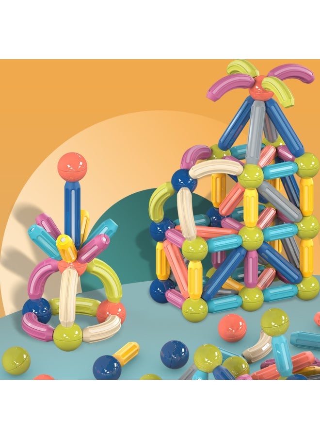 [Good Recommend] 3D Magnetic Building Blocks Stick Split Building Blocks Toys Morandi Color E-commerce Direct Supply Hot Selling-Color:3d Magnetic Building Blocks - About 80pcs (small Thick Storage Box + Mail Order Box)  - Image 2