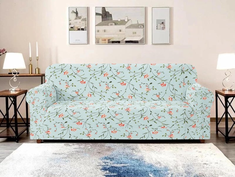 Warmland Two Seater Polyester Sofa Cover Elasticity for Couch Flexible Stretch Solid Sofa Slipcover Light Green 145185 cm