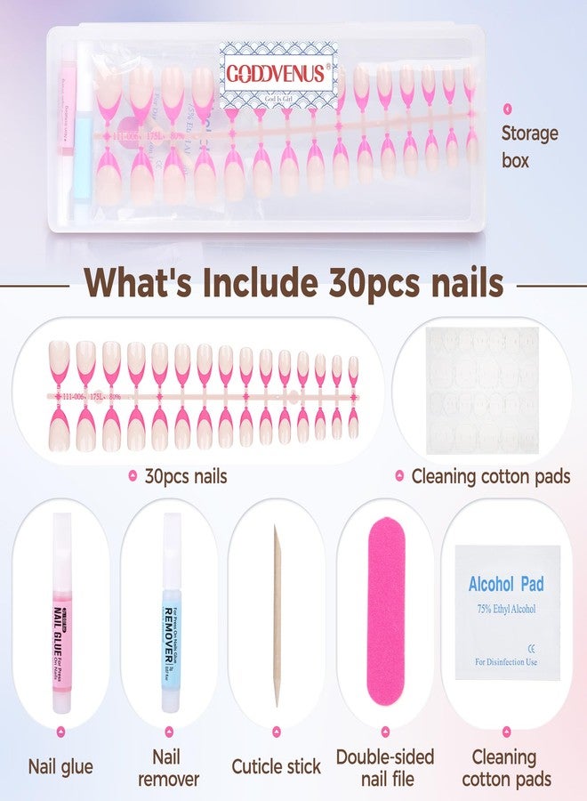 Goddvenus Short French Press-On Nails Rose Red- Handmade, Reusable, 7 Days Wear with Full Kit - Image 3
