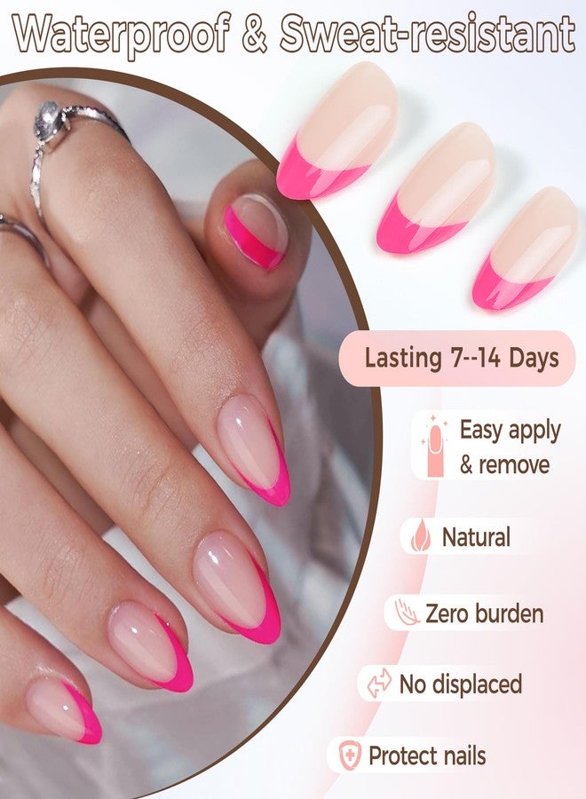 Goddvenus Short French Press-On Nails Rose Red- Handmade, Reusable, 7 Days Wear with Full Kit - Image 4