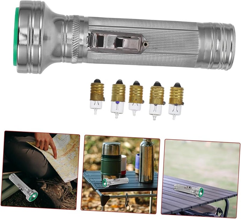 مصباح يدوي قديم بأسلوب الثمانينيات، مصباح LED قابل للحمل باللون الفضي للإضاءة أثناء التخييم. - Image 5