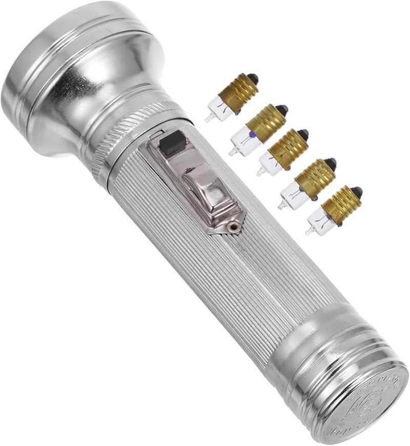 مصباح يدوي قديم بأسلوب الثمانينيات، مصباح LED قابل للحمل باللون الفضي للإضاءة أثناء التخييم. - Image 4