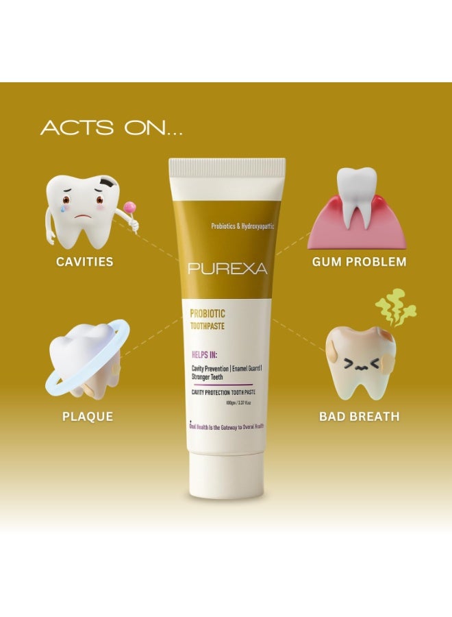PUREXA Probiotic Toothpaste Pack of 1 (100g) | Anti-Cavity Fluoride Toothpaste for Healthy Gums & Stronger Teeth | Chemical-Free | Advanced Oral Care - Image 2