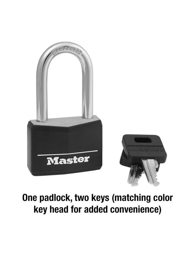 Master Lock Master Lock Black Covered Aluminum Lock, Gym Locker Lock with Key, Outdoor Padlock with Long Shackle for Gates, Fences, Toolboxes, and More,141DLF  - Image 4