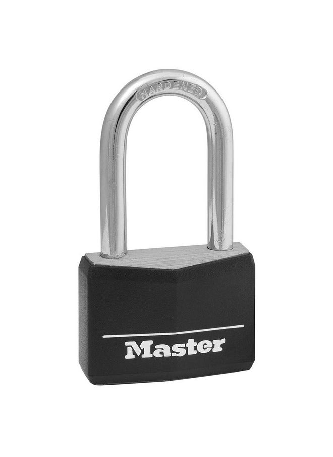 Master Lock Master Lock Black Covered Aluminum Lock, Gym Locker Lock with Key, Outdoor Padlock with Long Shackle for Gates, Fences, Toolboxes, and More,141DLF  - Image 1