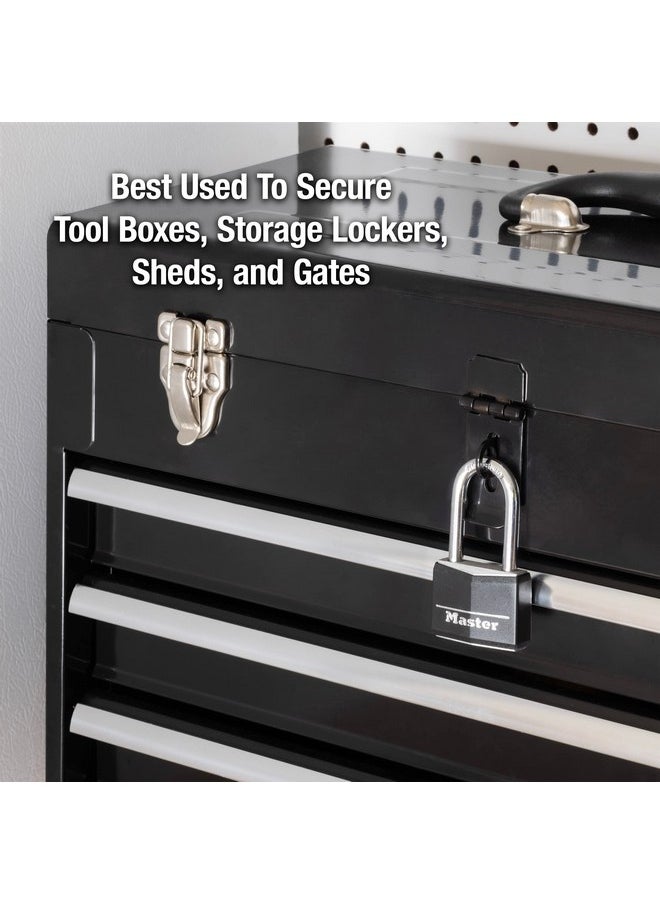 Master Lock Master Lock Black Covered Aluminum Lock, Gym Locker Lock with Key, Outdoor Padlock with Long Shackle for Gates, Fences, Toolboxes, and More,141DLF  - Image 2