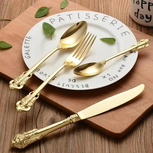 QUESERA Royal Glimmer Gold cutlery for perfect Table setting- set of 24 pcs