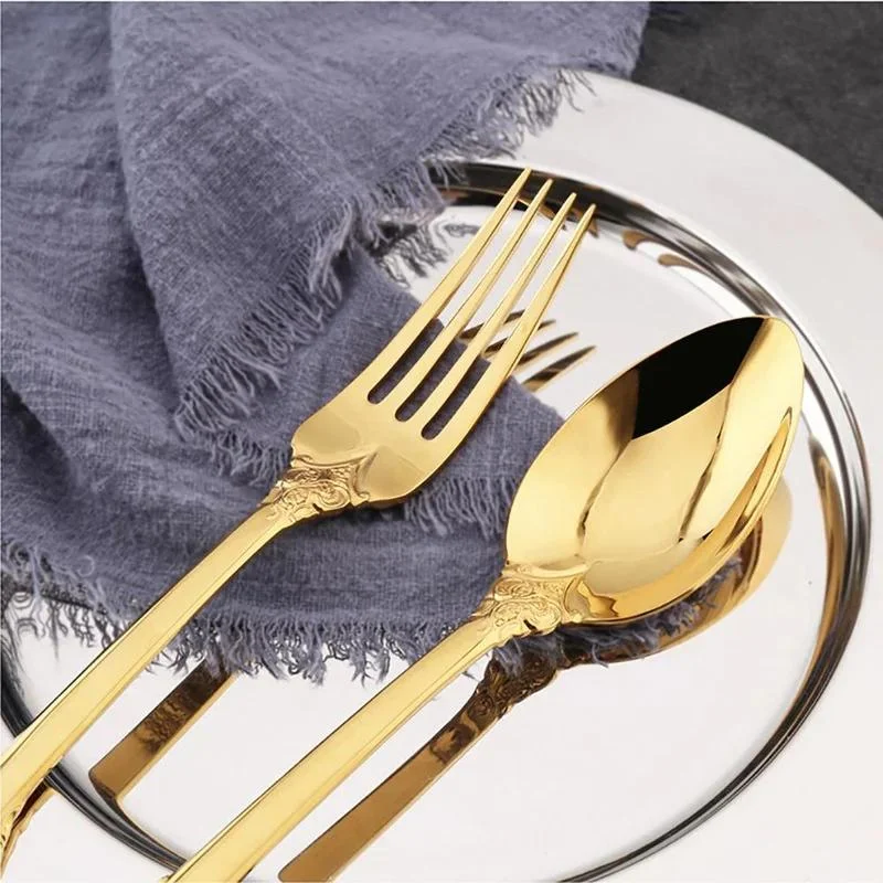 Quesera  Royal Glimmer Gold cutlery for perfect Table setting- set of 24 pcs  | Best Price UAE