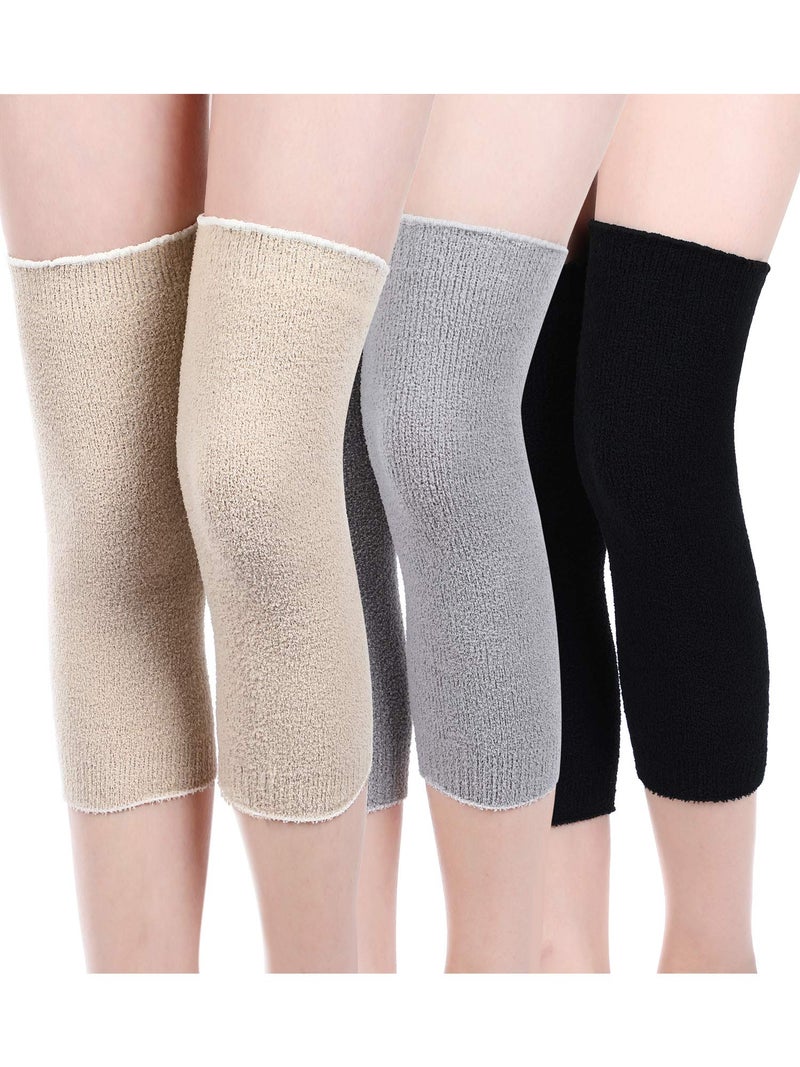 Boao 3 Pairs Knee Warmers for Women Thermal Knee Warms Fabric Leg Pads Arthritic Knee Braces Compression Sleeve Knee Supports(Black, Gray, Nude, Medium) - Image 1