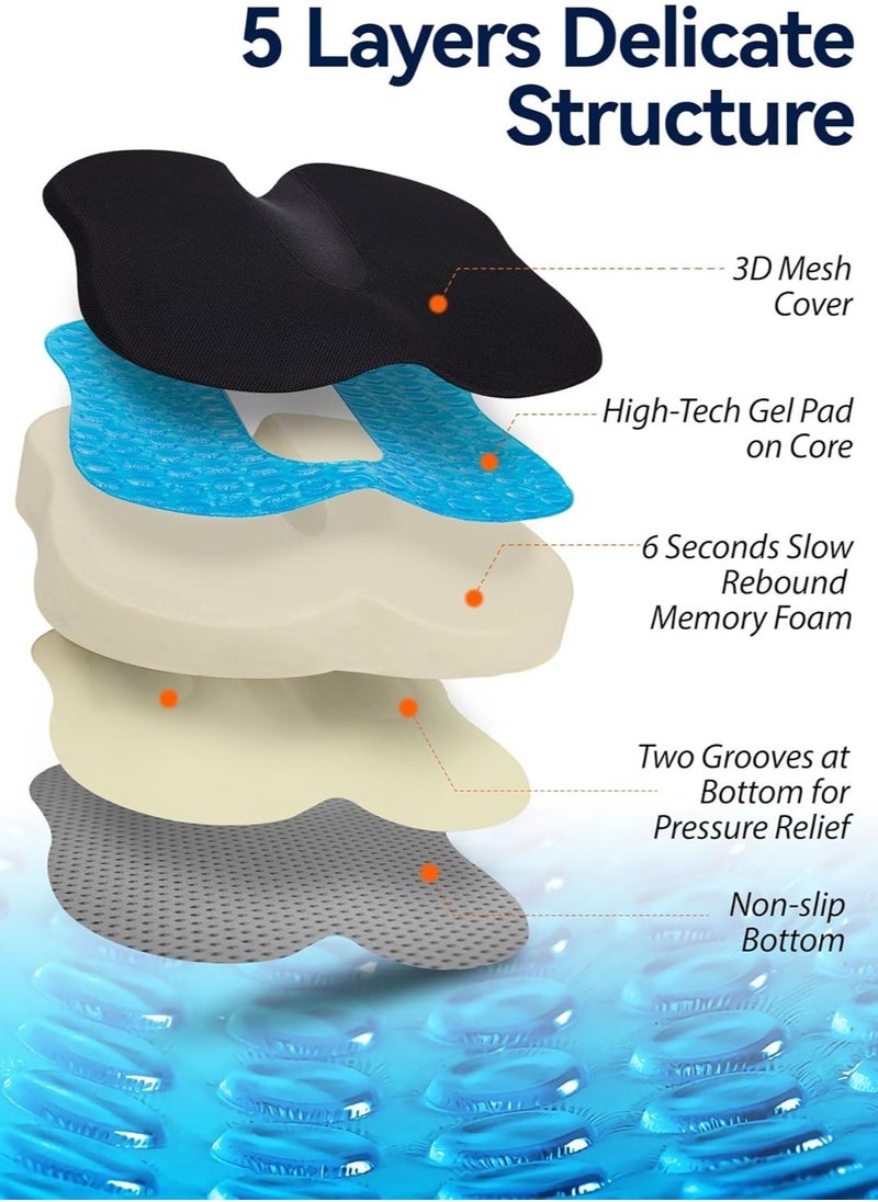 Relax Smart Medical Seat Cushion Gel Infused Memory Foam Orthopedic Tailbone Cushion Velvet for Office Car Home  - Image 3