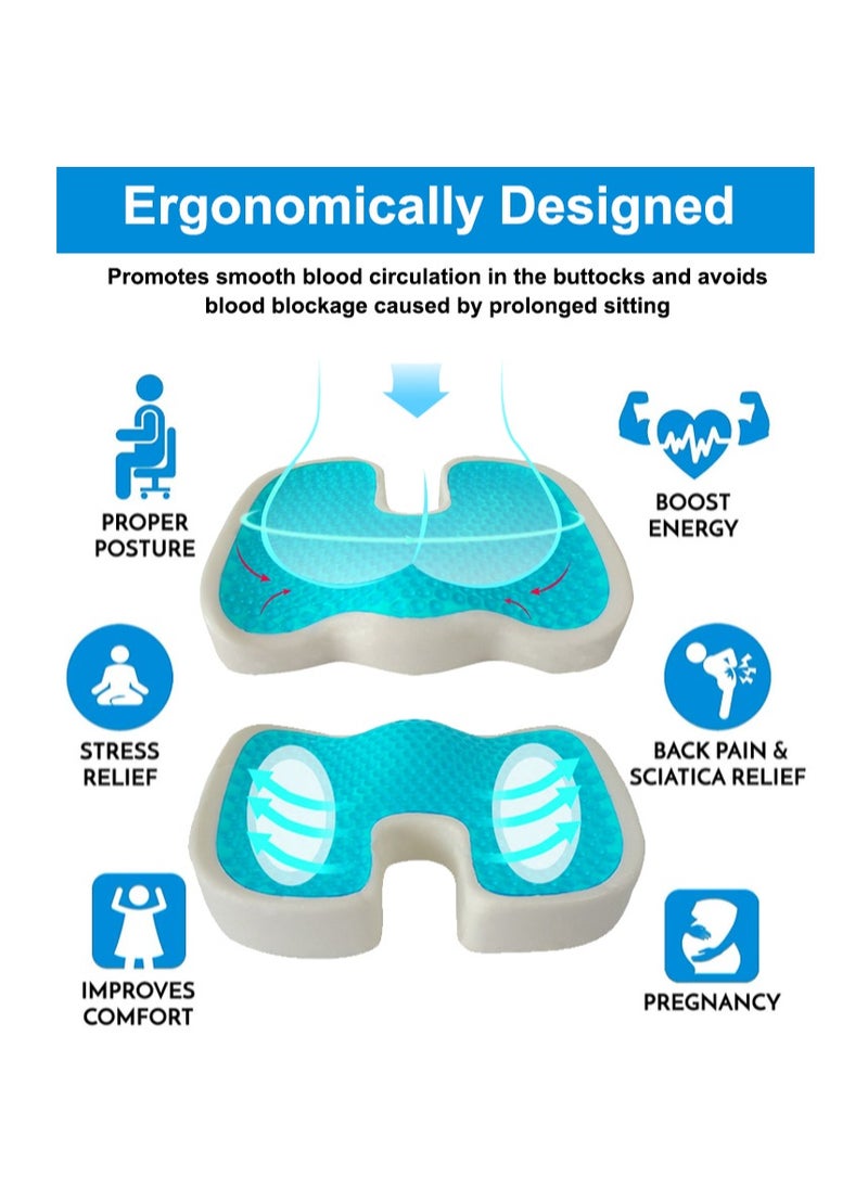 Relax Smart - Medical Seat Cushion Gel Infused Memory Foam Orthopedic Tailbone Cushion Velvet for Office Car Home - Image 1