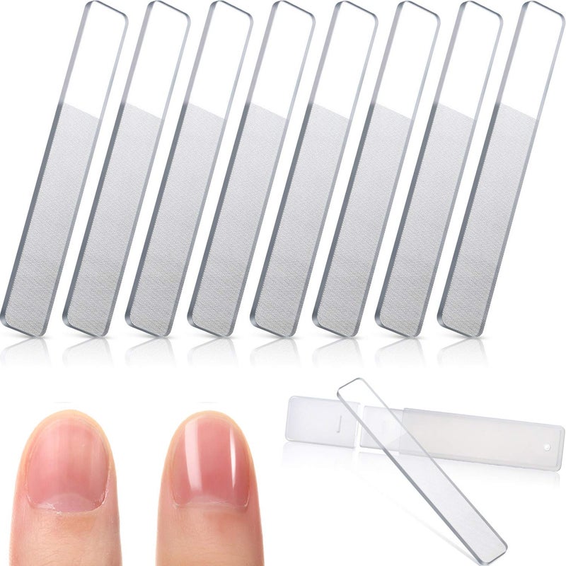 Mudder 8 Pieces Nano Shiner Files Glass Natural Nail Files Crystal Shiner Buffer Polisher with Case for Natural Nails - Image 1