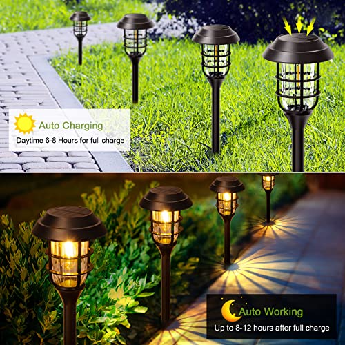 LETMY Solar Pathway Lights Outdoor, 8 Pack Bright Solar Lights Outdoor, IP66 Waterproof Auto On/Off Solar Garden Lights Solar Powered Landscape Lighting for Yard Patio Walkway Driveway Pathway - Black - Image 3