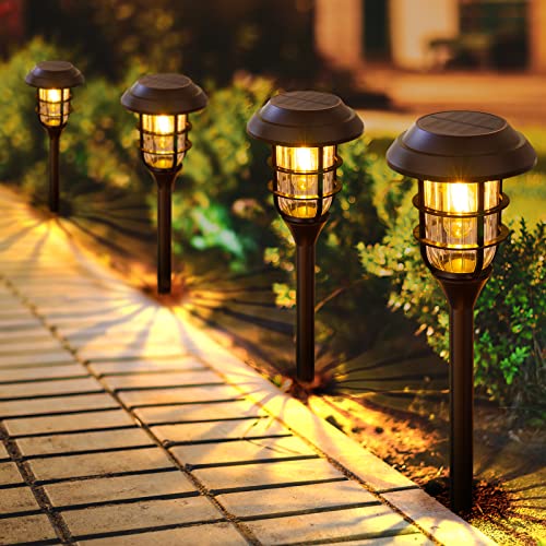 LETMY Solar Pathway Lights Outdoor, 8 Pack Bright Solar Lights Outdoor, IP66 Waterproof Auto On/Off Solar Garden Lights Solar Powered Landscape Lighting for Yard Patio Walkway Driveway Pathway - Black - Image 1