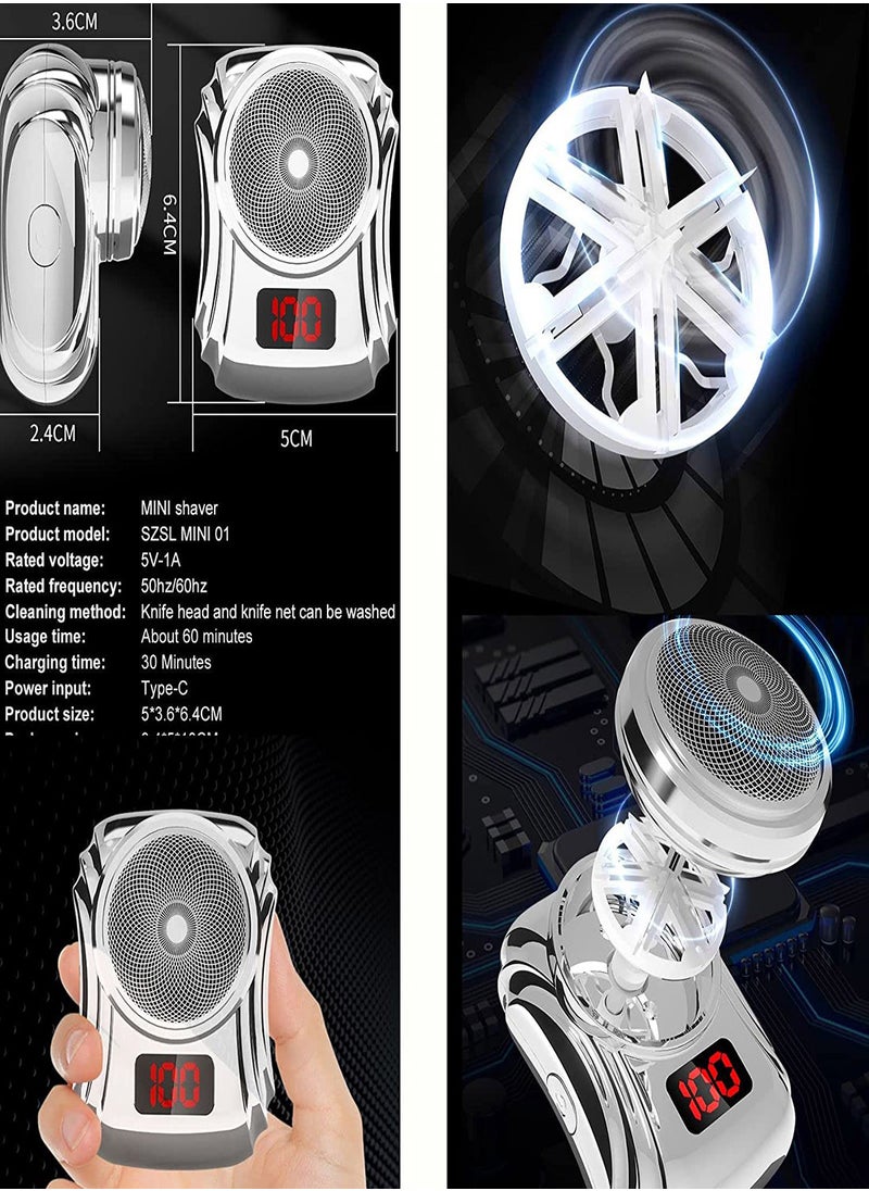 Excefore Mini Electric Shaver Pocket Portable Face Shaver Electric Razor Wet and Dry Shaver for men with LED Power Display IPX7 Waterproof USB C Rechargeable Shaver Travel Electric Shaver  - Image 5