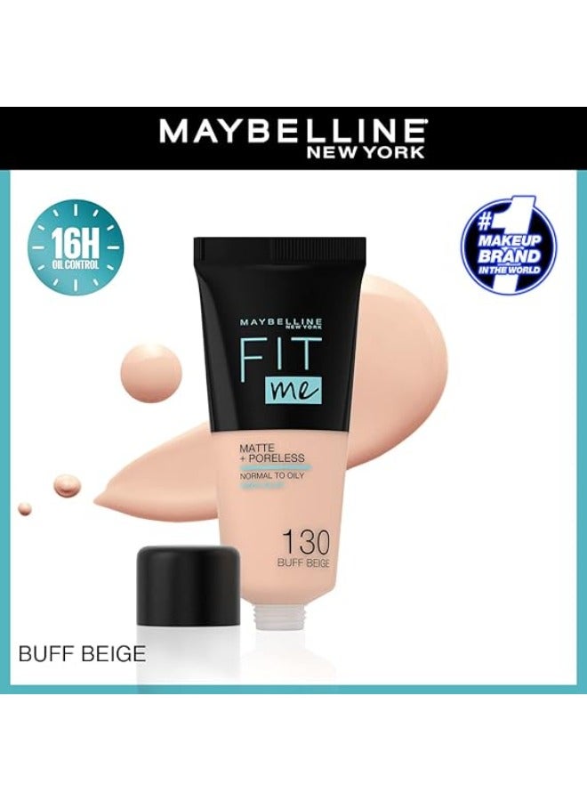 MAYBELLINE NEW YORK Maybelline Fit Me Matte + Poreless Foundation Normal To Oily With Clay - 130 Buff Beige - Image 3