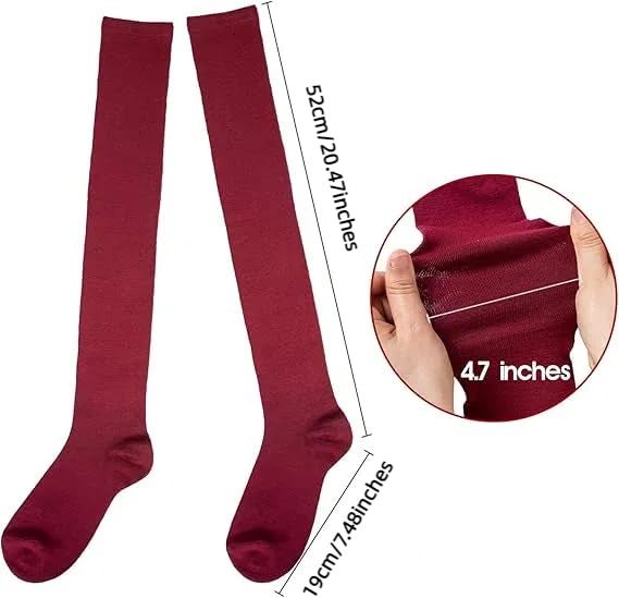 Chalier Thigh High Socks for Women Casual Over the Knee High Socks Stockings for Anniversaries Holidays(Grey,6 Pairs) - Image 3