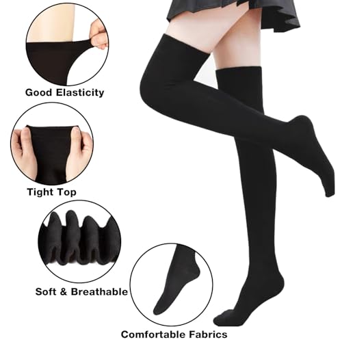 Chalier Thigh High Socks for Women Casual Over the Knee High Socks Stockings for Anniversaries Holidays(Grey,6 Pairs) - Image 2