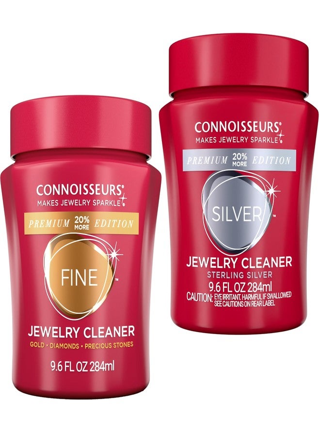 CONNOISSEURS مجموعة تنظيف المجوهرات الفاخرة من كونيسورز - إصدار مميز، حجم قيمة - 2 جرة، 1 منظف مجوهرات فاخرة 9.6 أونصة، 1 منظف مجوهرات فضية 9.6 أونصة - Image 1