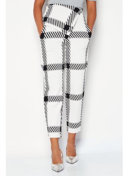 Women Abstract Print Lumberjack Trouser, White
