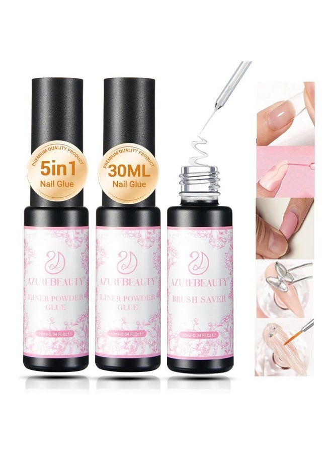 AZUREBEAUTY - AZUREBEAUTY 3 Pcs Gel Nail Kit, Clear Press-On Adhesive, Base & Rhinestone Bond for Fake Nails, Long Lasting for DIY Use - Image 1
