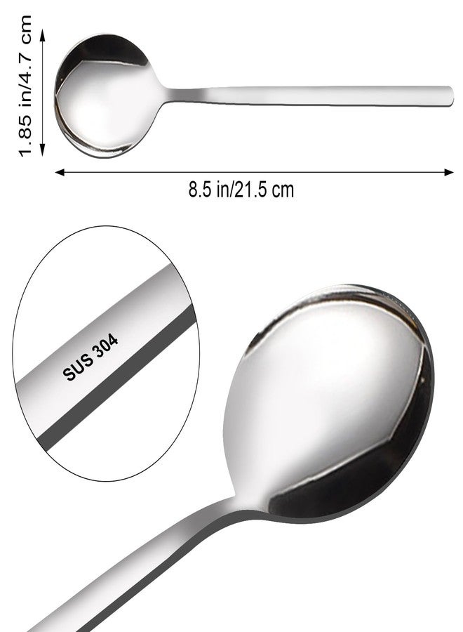 VANRA Soup Spoons Long Handle for Eating 8.5 inch Korean Soup Spoons Set of 6 Silverware 18/8 Stainless Steel Round Spoons for Soup Cutlery set - Image 2