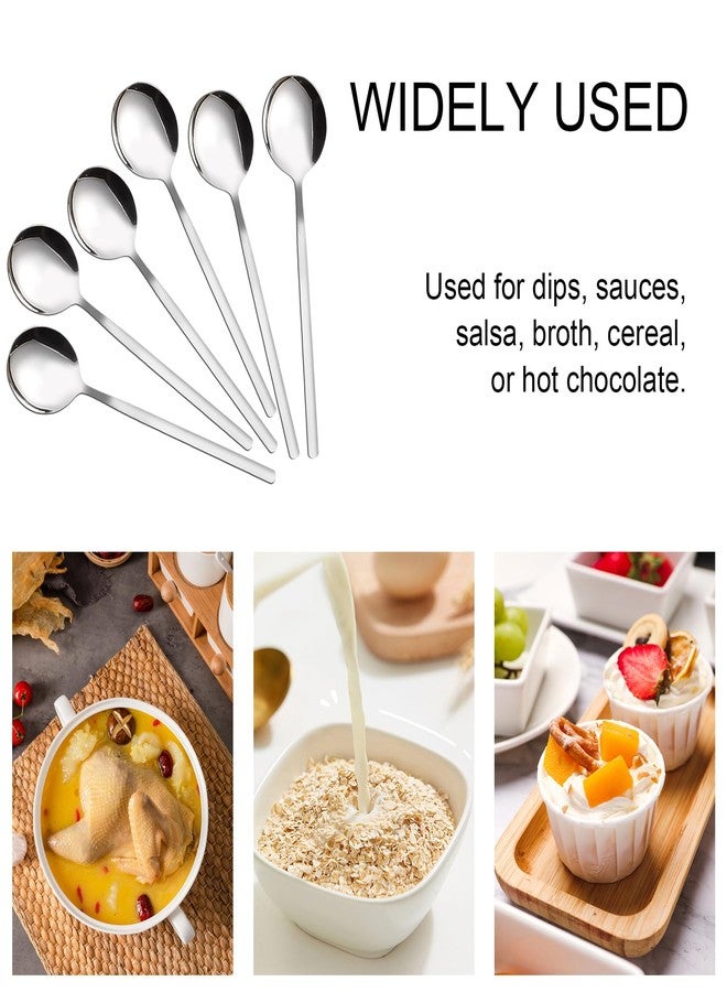 VANRA Soup Spoons Long Handle for Eating 8.5 inch Korean Soup Spoons Set of 6 Silverware 18/8 Stainless Steel Round Spoons for Soup Cutlery set - Image 3