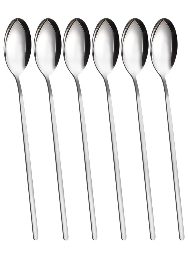 VANRA Soup Spoons Long Handle for Eating 8.5 inch Korean Soup Spoons Set of 6 Silverware 18/8 Stainless Steel Round Spoons for Soup Cutlery set - Image 1