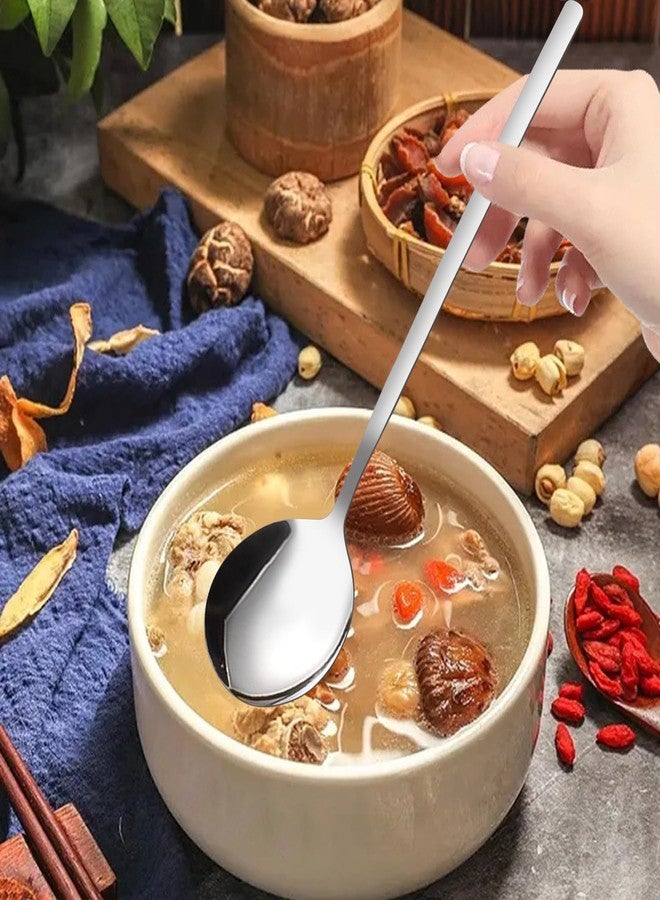VANRA Soup Spoons Long Handle for Eating 8.5 inch Korean Soup Spoons Set of 6 Silverware 18/8 Stainless Steel Round Spoons for Soup Cutlery set - Image 4