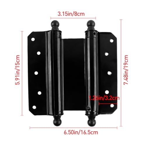 TamBee 6inch Double Action Spring Hinges, Self Closing Swinging Door Hinges Saloon Door Hinges for Cafe, Kitchen, Bar Doors, Including Pins and Screws, 4 PC - Image 2