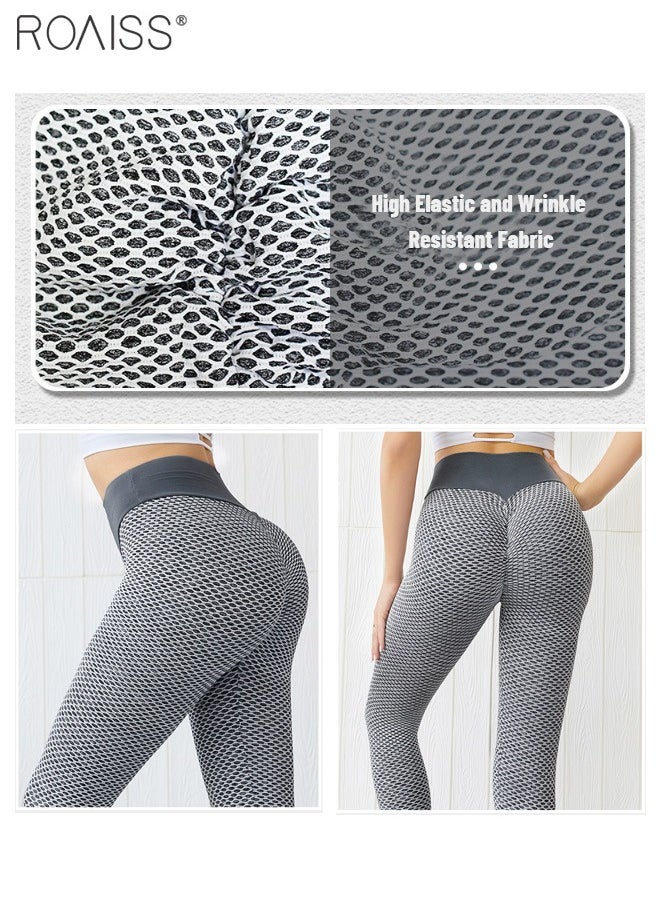 roaiss - Women's High Waisted Honeycomb Fitness Pants High Stretch Sports Leggings 3D Hip Lifting Anti Wrinkle Yoga Pants - Image 1