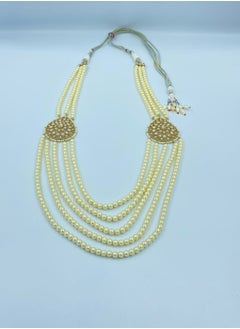 GOHONA Royal Bling Bollywood Traditional Indian  Jewelry Pearl Necklace in Golden colour