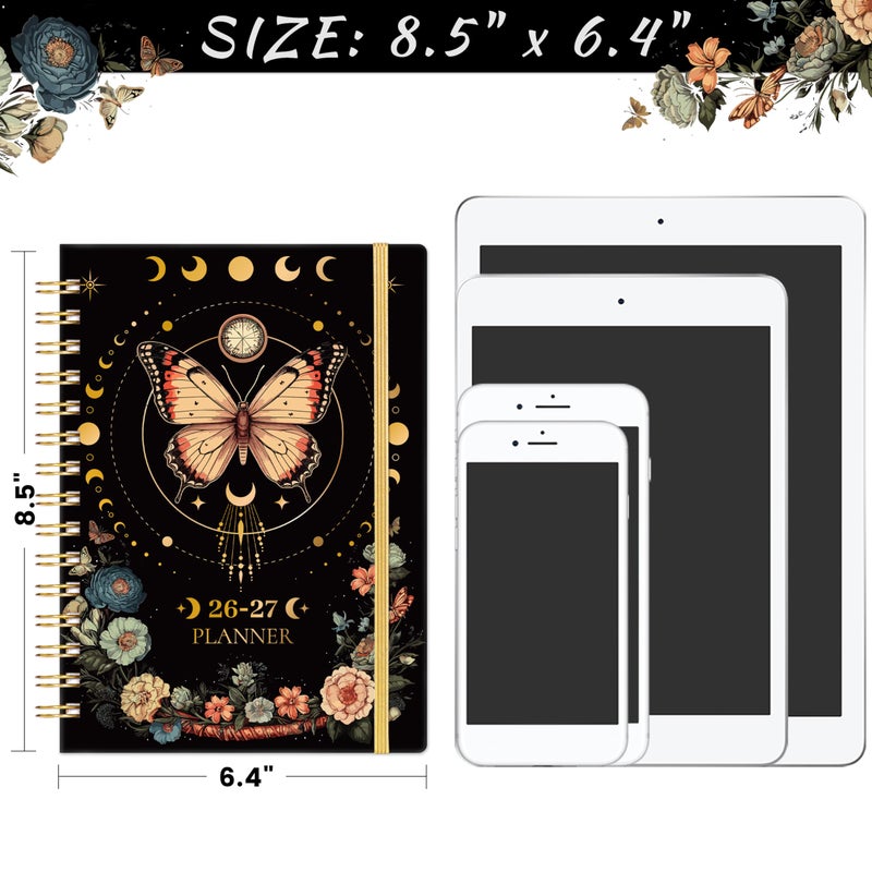 Pinchoco 2026-2027 Planner - Academic Planner 2026-2027, July 2026 - June 2027, 6.4" x 8.5", Weekly and Monthly with Tabs, Back Pocket + Thick Paper - Butterfly - Image 3