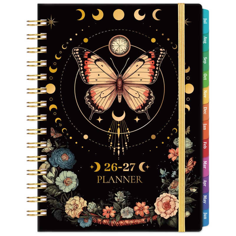 Pinchoco 2026-2027 Planner - Academic Planner 2026-2027, July 2026 - June 2027, 6.4" x 8.5", Weekly and Monthly with Tabs, Back Pocket + Thick Paper - Butterfly - Image 1