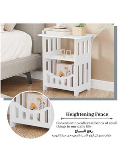 End Table with Storage Shelf Basket, Small White Narrow Bedside Table, Modern Slim Coffee Tables Small Spaces, White Nightstand, Sofa Table for Living Room, Bedroom, Bathroom, Office Furniture - pzsku/ZC650BE9C4D0AA843EE77Z/45/_/1735105101/234f0d7f-1aa0-413b-8311-14a602efc138