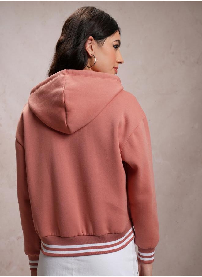 Tokyo Talkies Embroidered Hooded Varsity Jacket by Styli  - Image 3