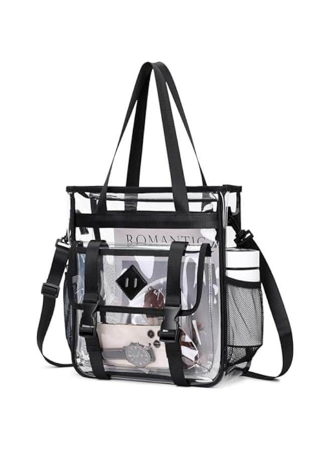 Arabest Clear Tote Bag Stadium Approved 12x6x12, Thickened Heavy Duty PVC Transparent Tote Bag Water Resistant - Image 1