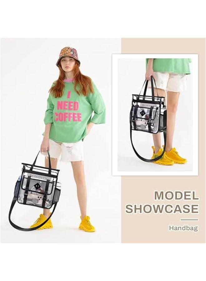 Arabest Clear Tote Bag Stadium Approved 12x6x12, Thickened Heavy Duty PVC Transparent Tote Bag Water Resistant - Image 2