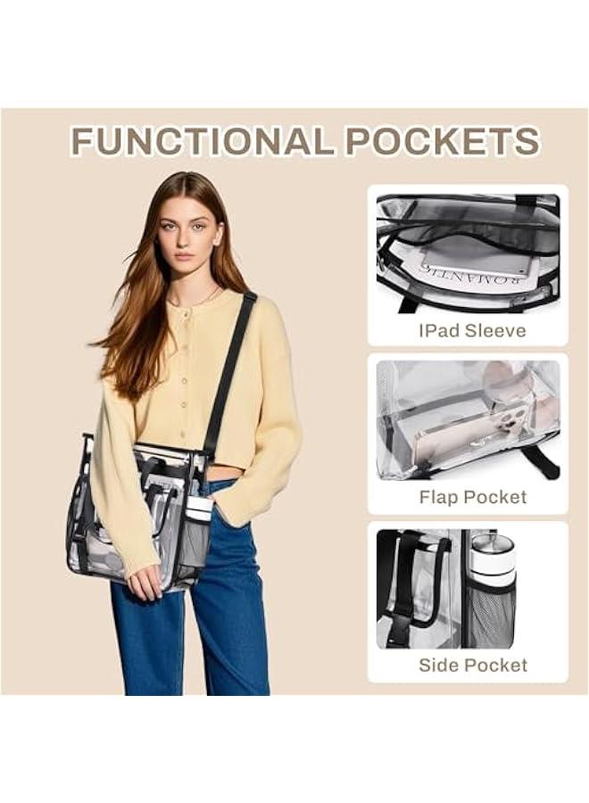 Arabest Clear Tote Bag Stadium Approved 12x6x12, Thickened Heavy Duty PVC Transparent Tote Bag Water Resistant - Image 3