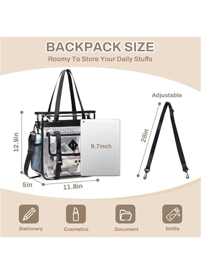 Arabest Clear Tote Bag Stadium Approved 12x6x12, Thickened Heavy Duty PVC Transparent Tote Bag Water Resistant - Image 4
